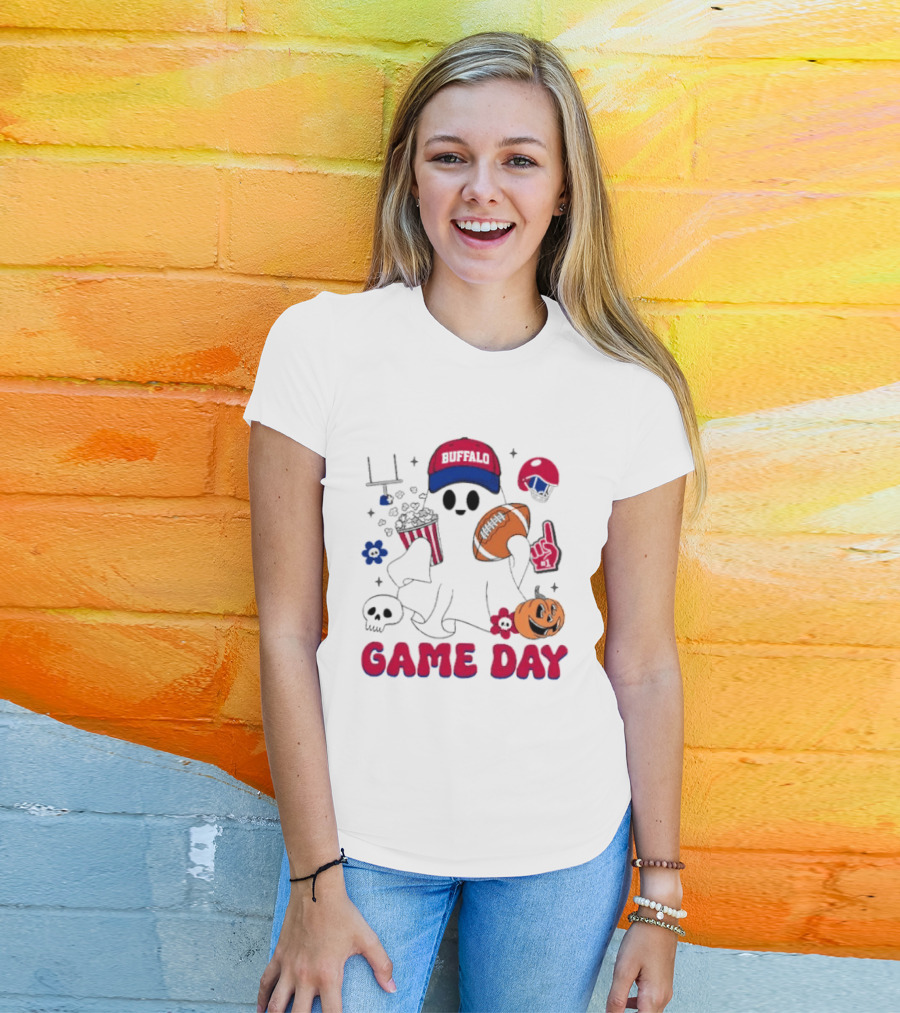 Buffalo Game Day Ghost Halloween Football Fun T-Shirt