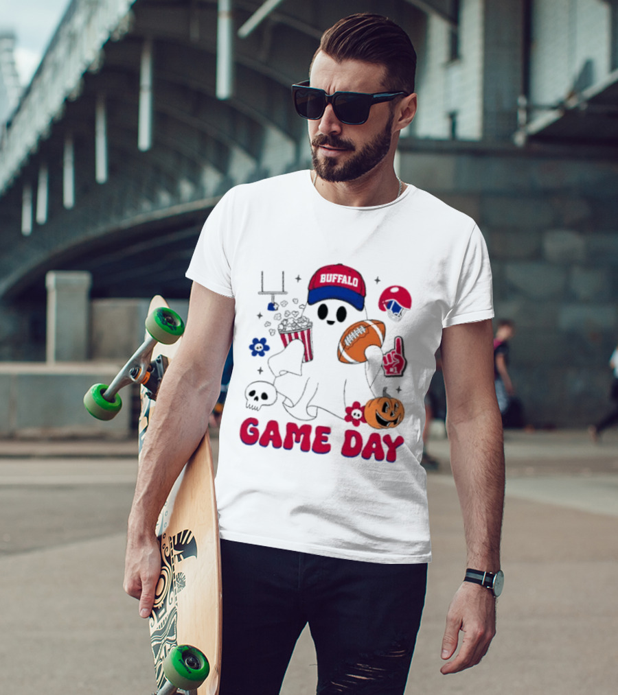 Buffalo Game Day Ghost Halloween Football Fun T-Shirt