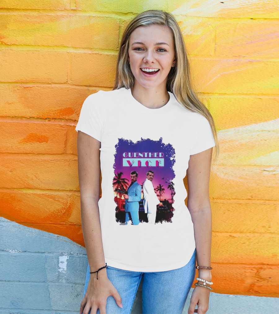 Guenther Vice 80s Retro Miami Style Palm Trees Sunset T-Shirt