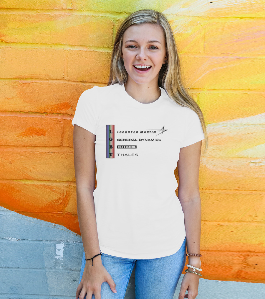 Lockheed Martin General Dynamics BAE Systems Thales LGBT Rainbow Vertical T-Shirt