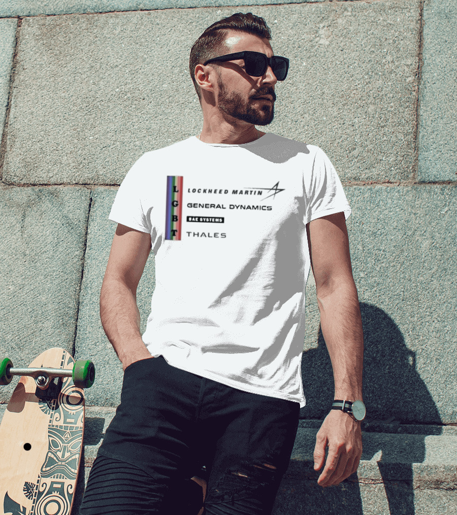 Lockheed Martin General Dynamics BAE Systems Thales LGBT Rainbow Vertical T-Shirt
