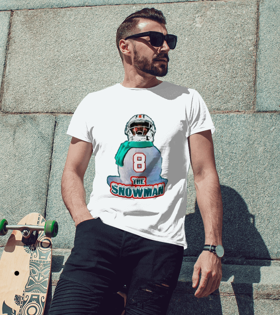 Miami Dolphins Jevon Holland 8 The Snowman Christmas T-Shirt