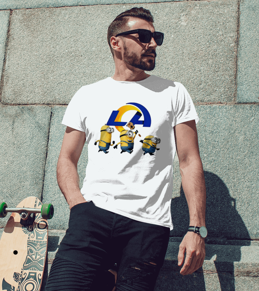 Minions LA Rams Football Team Crossover Fun T-Shirt