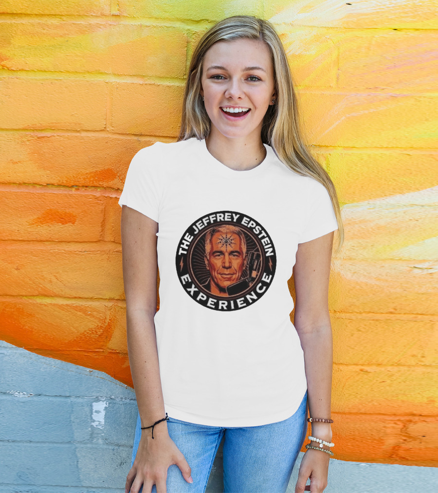 The Jeffrey Epstein Experience Meme Parody Headshot With Microphone And Psychedelic T-Shirt