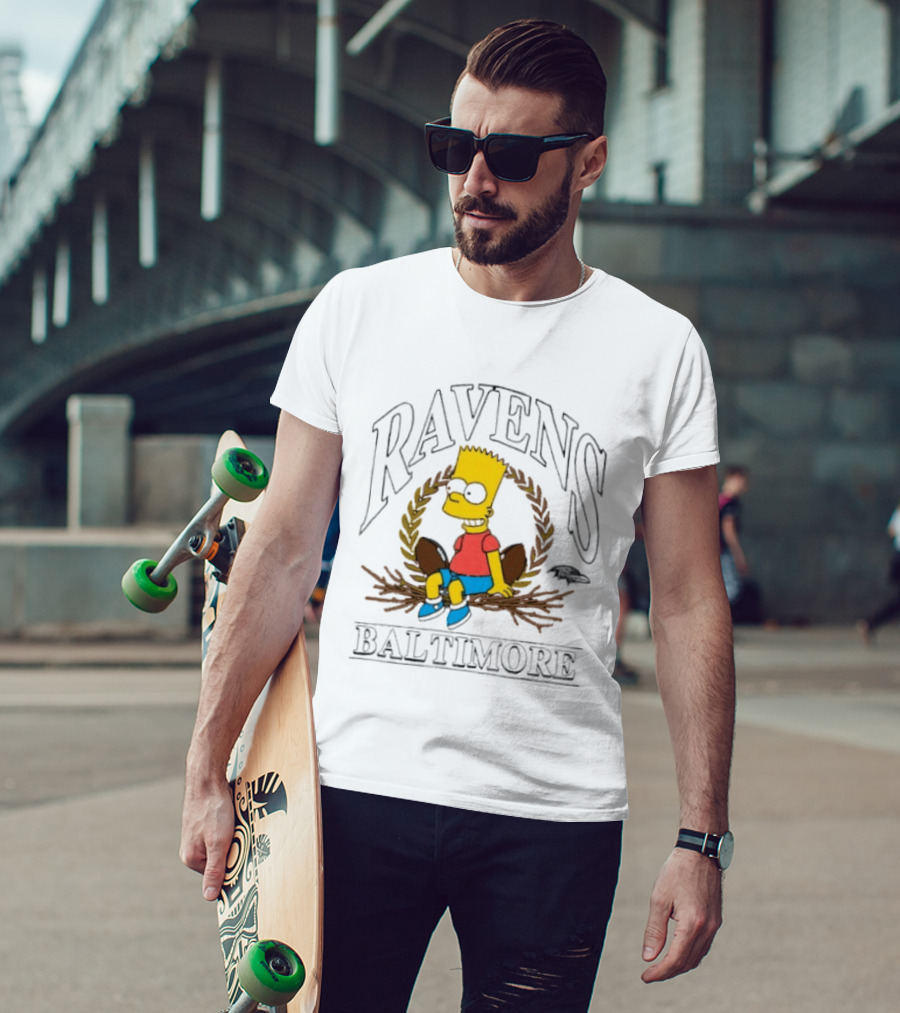 Baltimore Ravens Bart Simpson Crossover 2025 T-Shirt