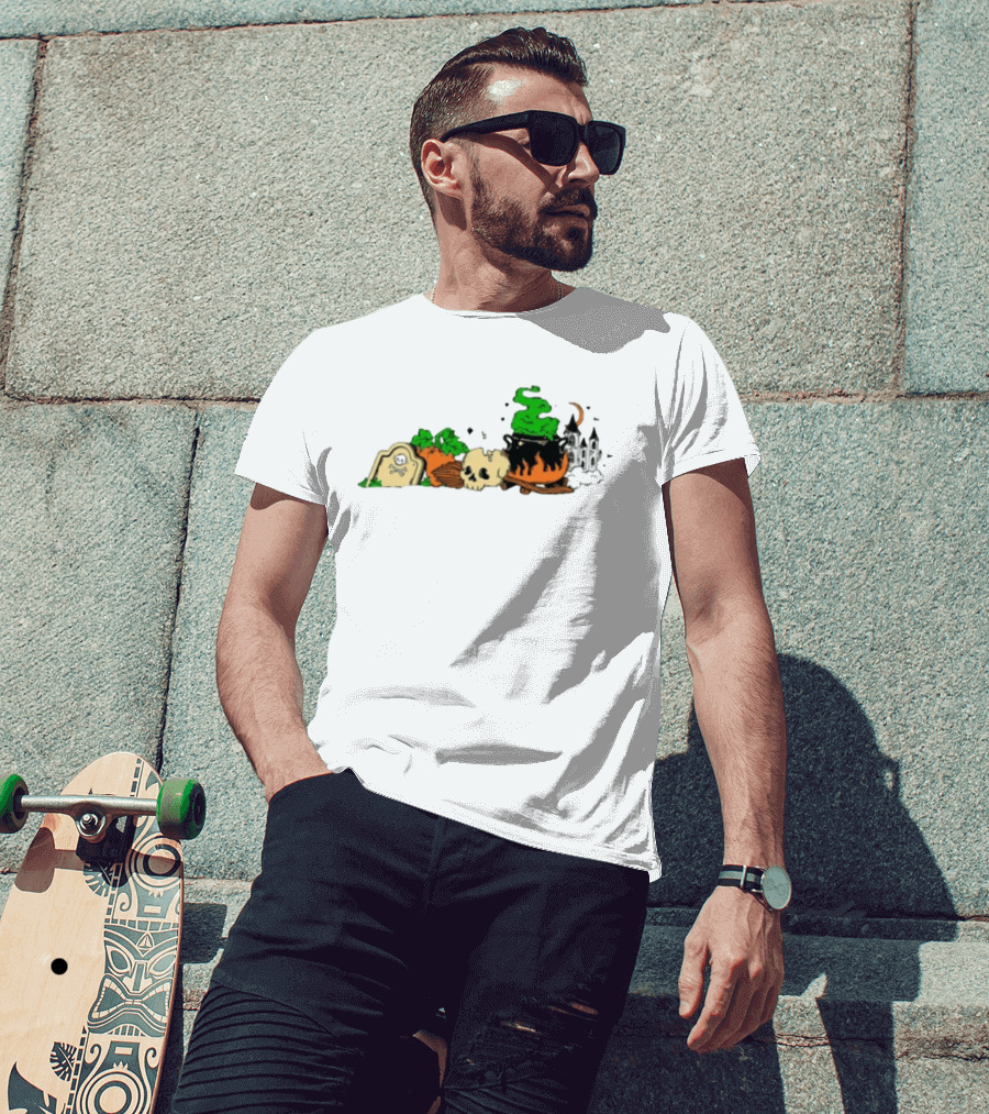Spooky Kentucky Halloween With Pumpkins And Skull Scene T-Shirt