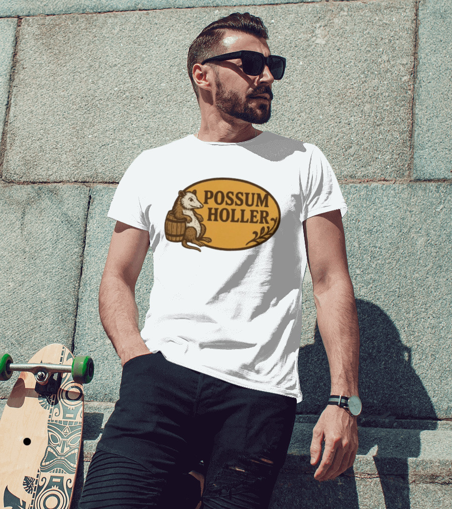 Possum Holler Rustic Opossum With Barrel T-Shirt