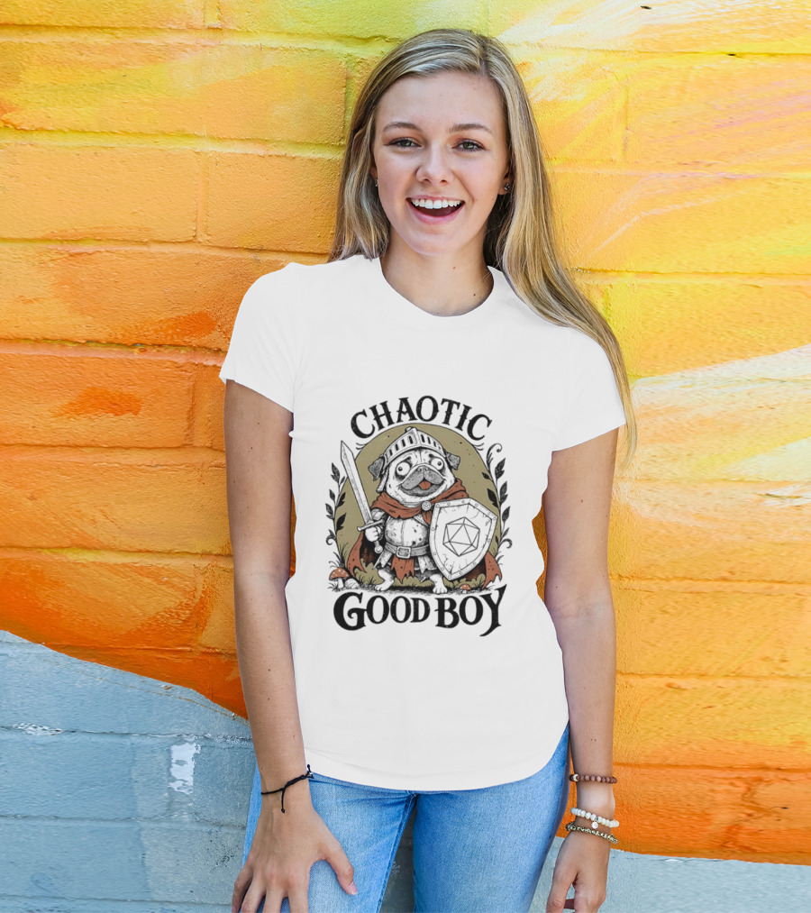Chaotic Good Boy Pug Knight Adventure Dungeons And Dragons T-Shirt
