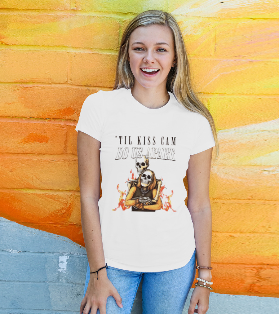 Til Kiss Cam Do Us Part Skeleton Halloween Flames T-Shirt