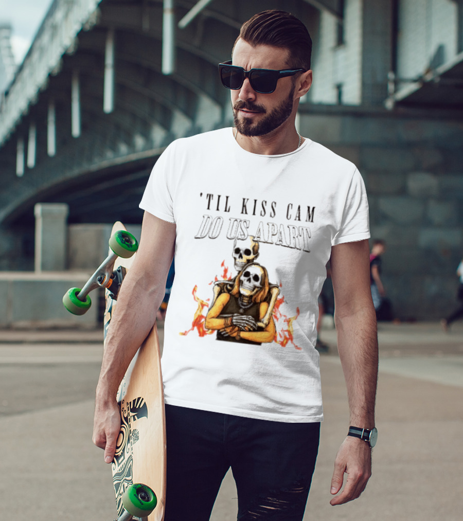 Til Kiss Cam Do Us Part Skeleton Halloween Flames T-Shirt