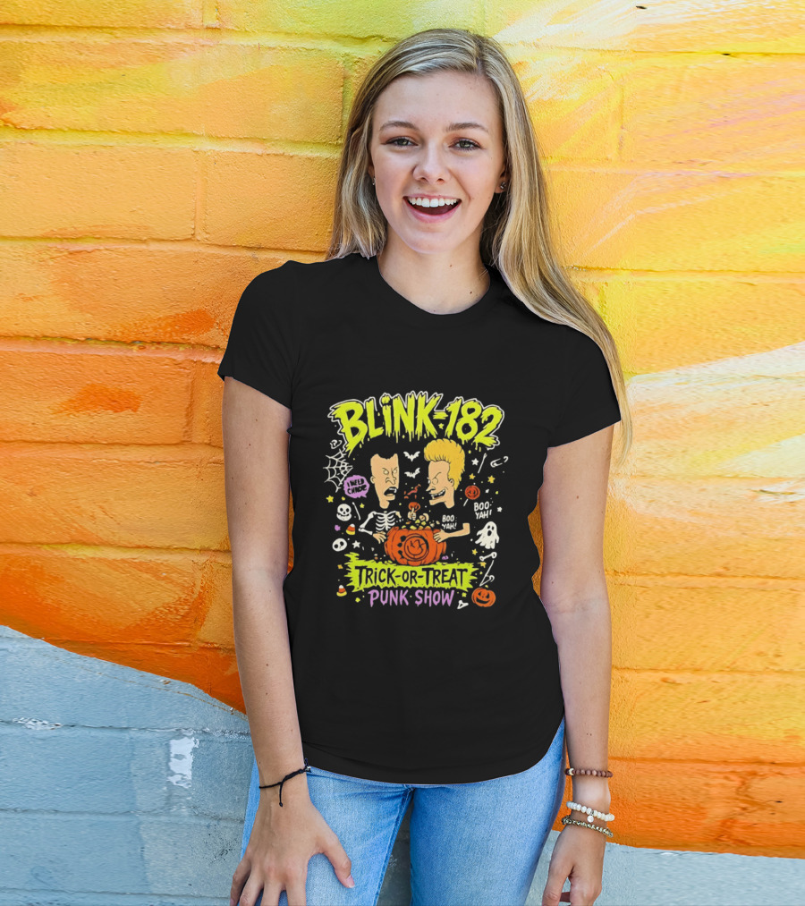 Blink 182 Beavis And Butt Head Halloween Trick Or Treat Punk Show T-Shirt