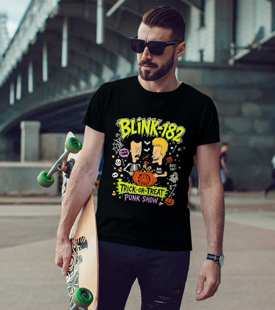 Blink 182 Beavis And Butt Head Halloween Trick Or Treat Punk Show T-Shirt