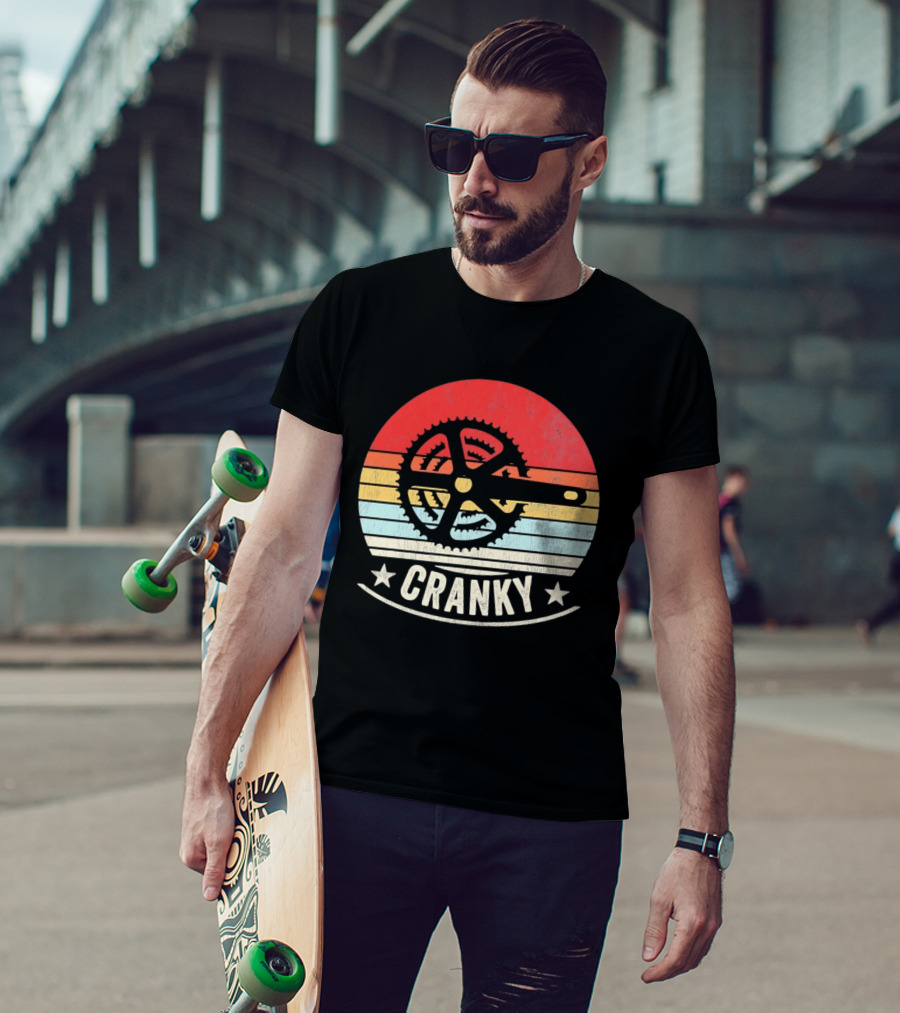 Cranky Sunset Bike Crank Retro Vintage Cycling T-Shirt