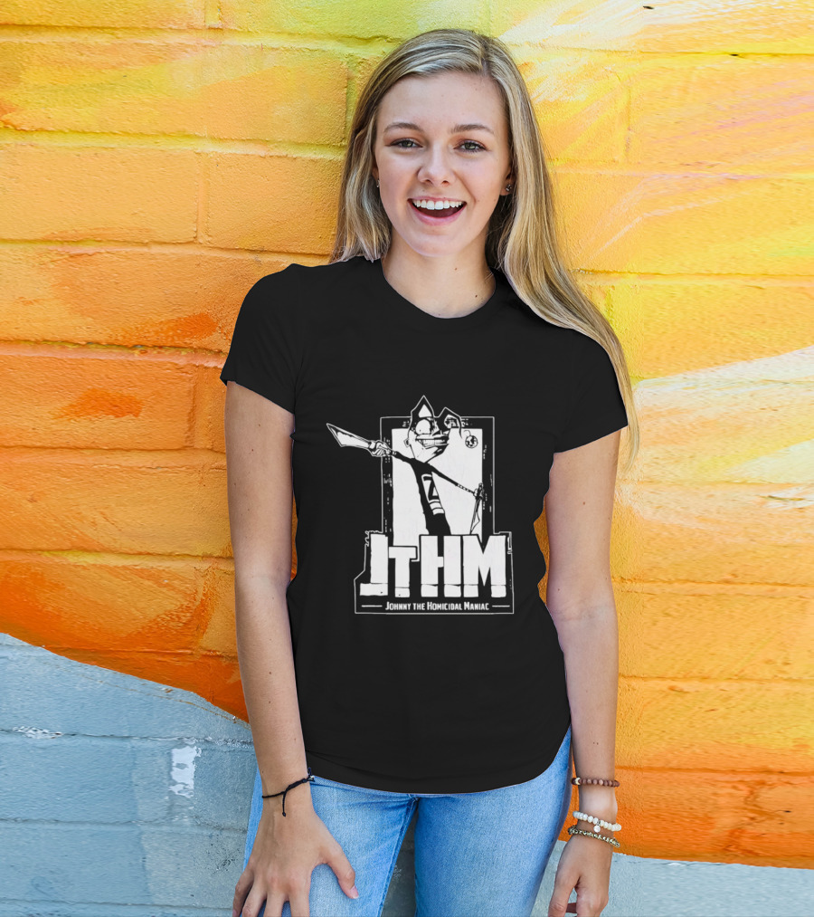 JTHM Johnny The Homicidal Maniac Distressed Black And White Comic T-Shirt