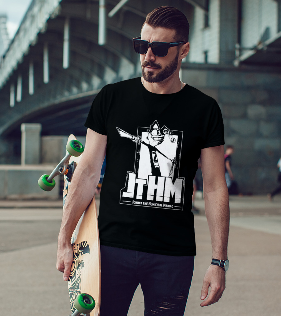 JTHM Johnny The Homicidal Maniac Distressed Black And White Comic T-Shirt