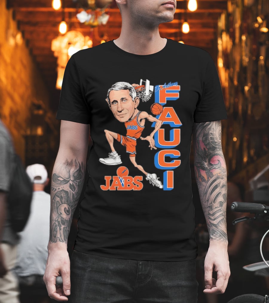 Dr Anthony Fauci Jabs Basketball Slam Dunk Caricature T-Shirt