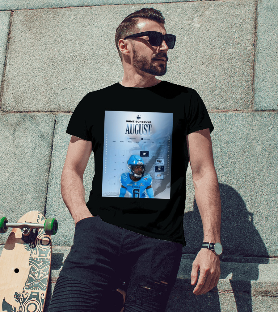 Toronto Argonauts August Game Schedule 2023 CFL Football Player Calendar T-Shirt