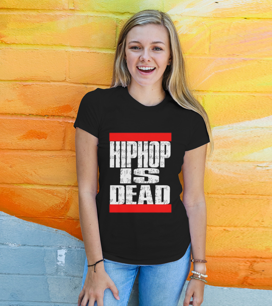 Hip Hop Is Dead White Text With Red Bars T-Shirt