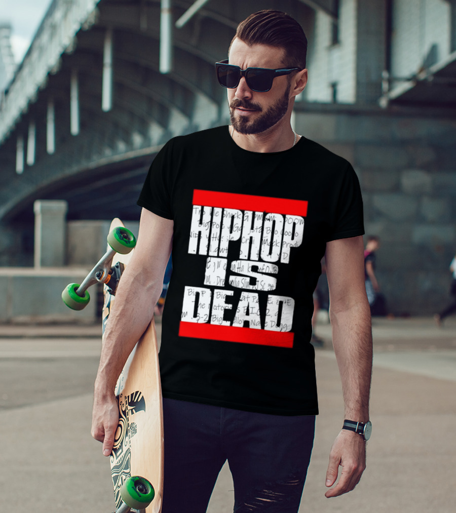 Hip Hop Is Dead White Text With Red Bars T-Shirt