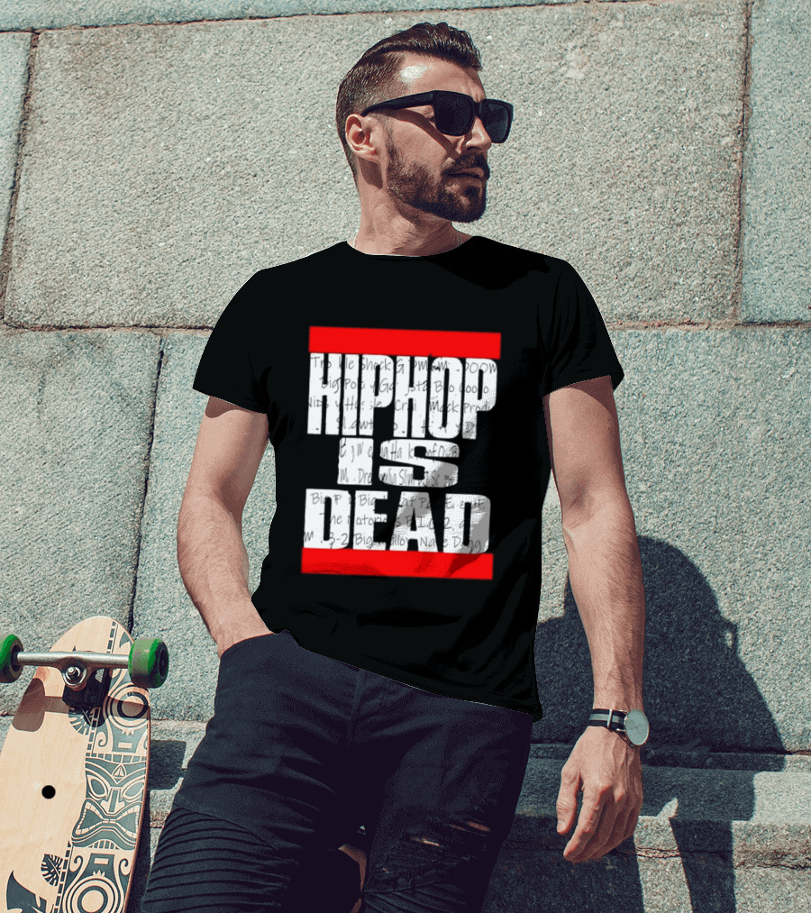 Hip Hop Is Dead White Text With Red Bars T-Shirt