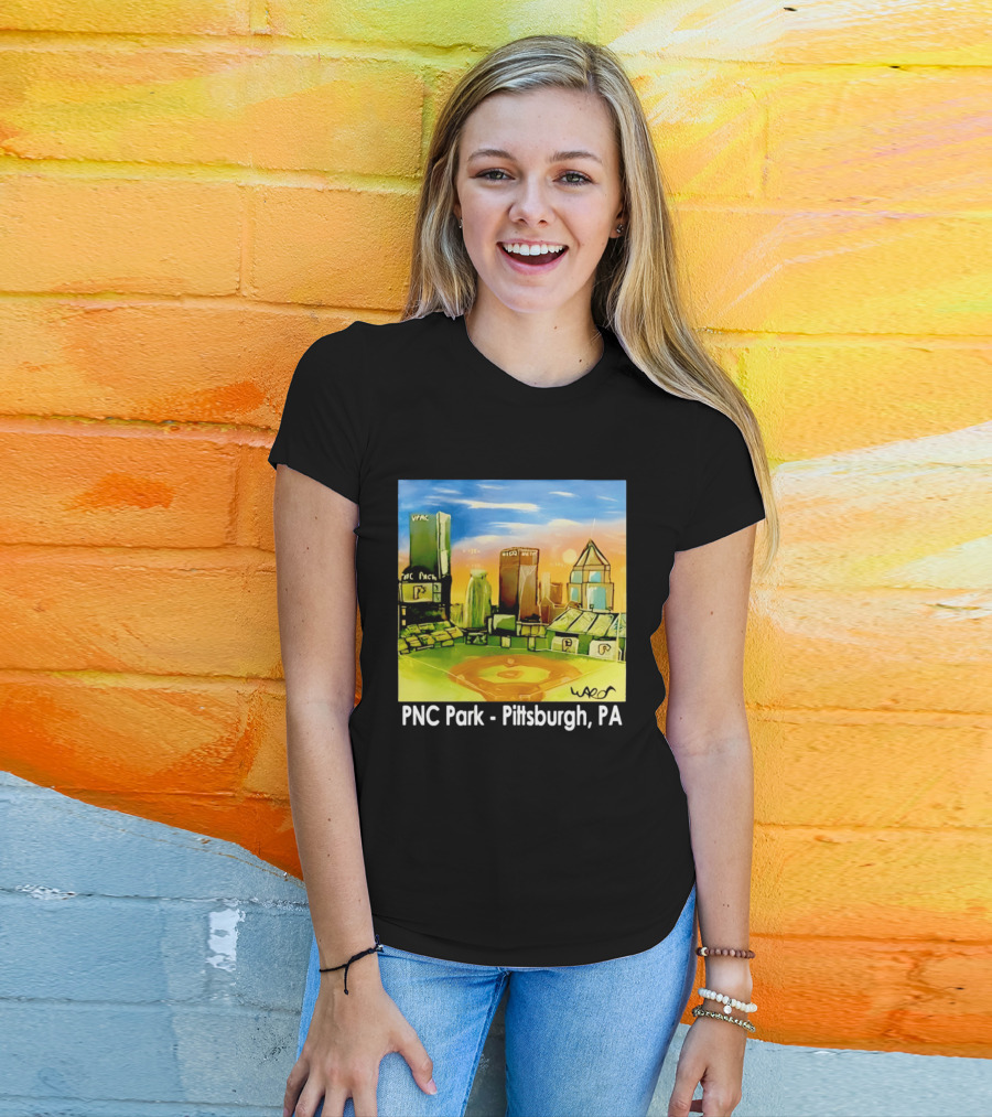 PNC Park Pittsburgh PA Baseball Skyline Art Print T-Shirt