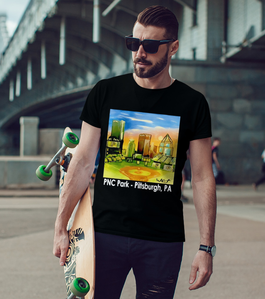 PNC Park Pittsburgh PA Baseball Skyline Art Print T-Shirt