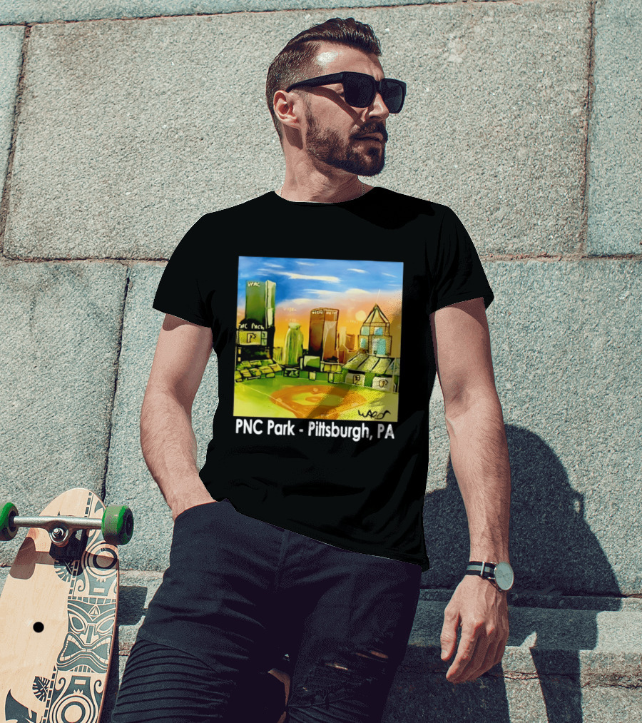 PNC Park Pittsburgh PA Baseball Skyline Art Print T-Shirt