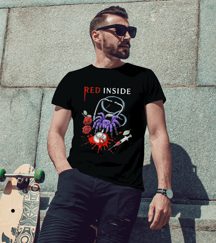 Red Inside Purple Tarantula Stethoscope Syringe Roses T-Shirt