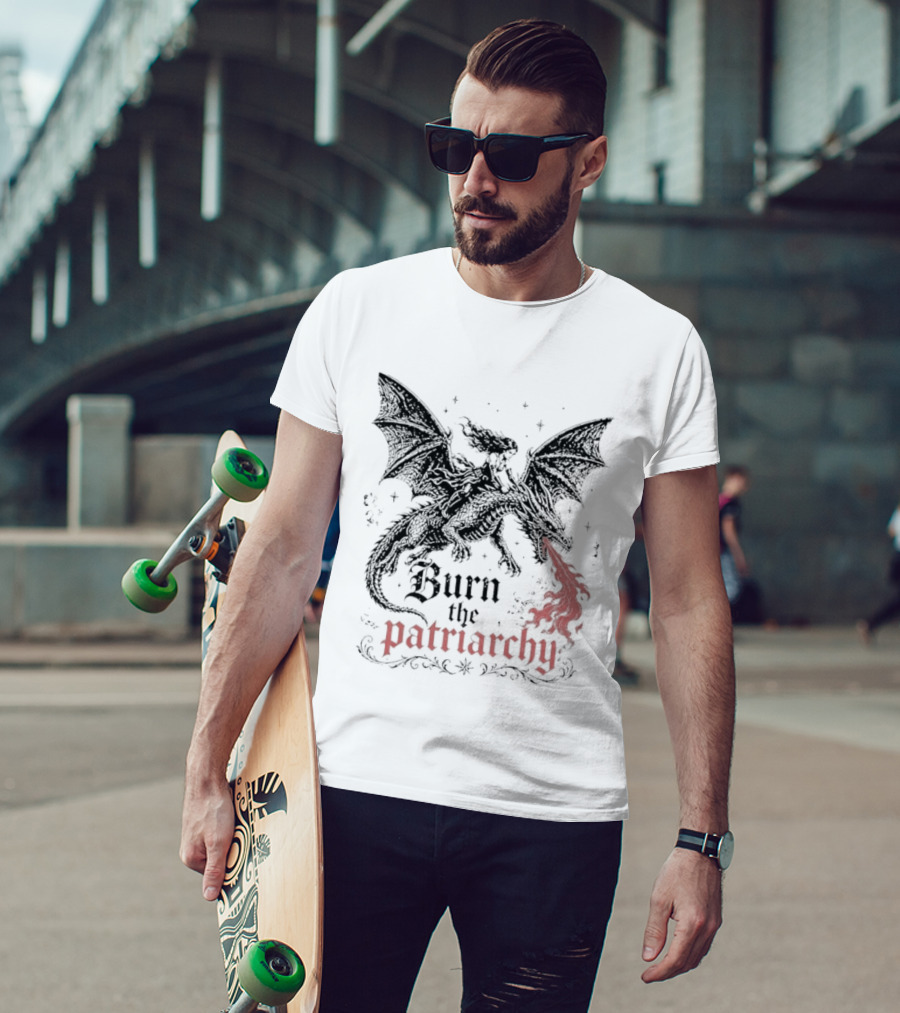 Burn The Patriarchy Dragon Rider Feminist Empowerment Fantasy T-Shirt
