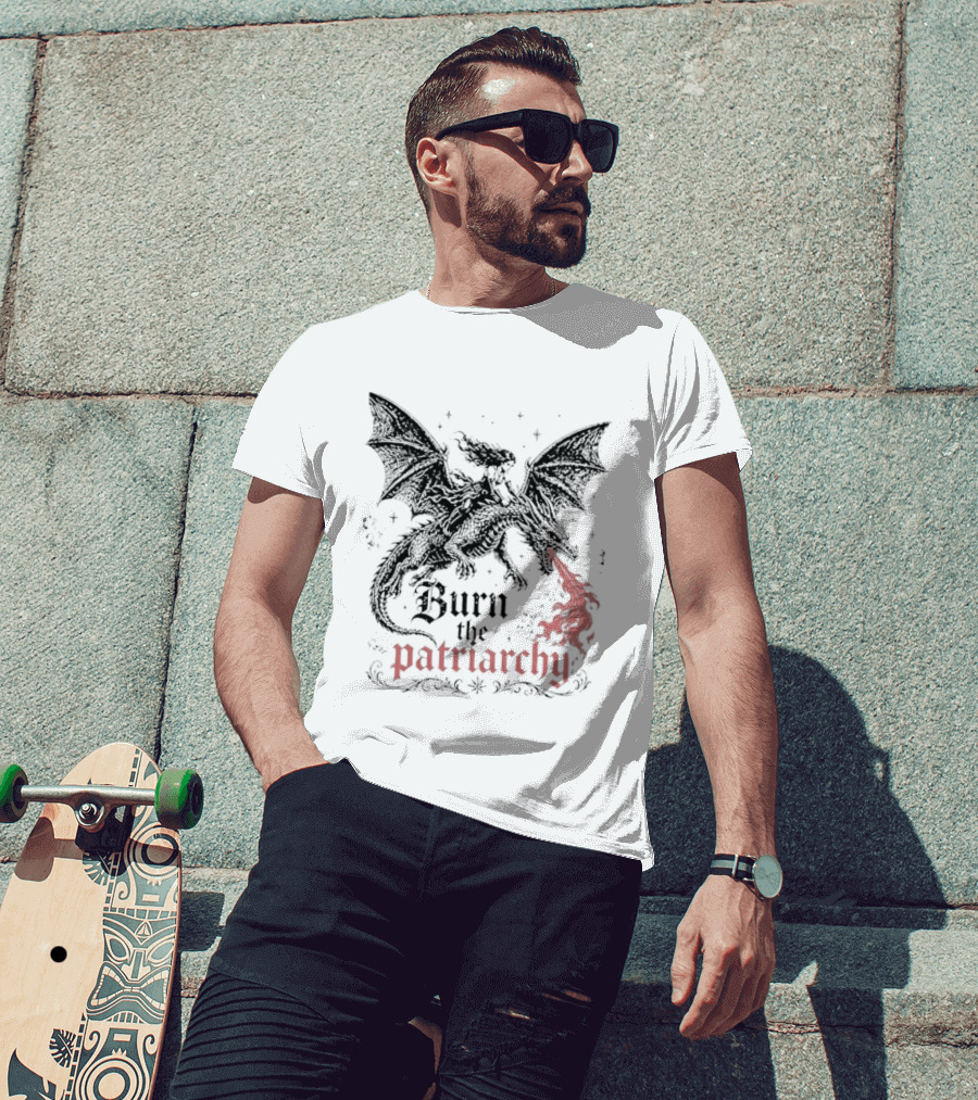 Burn The Patriarchy Dragon Rider Feminist Empowerment Fantasy T-Shirt