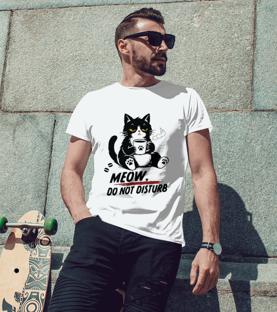 Meow Do Not Disturb Grumpy Cat Coffee Paw Stamp Vapor T-Shirt