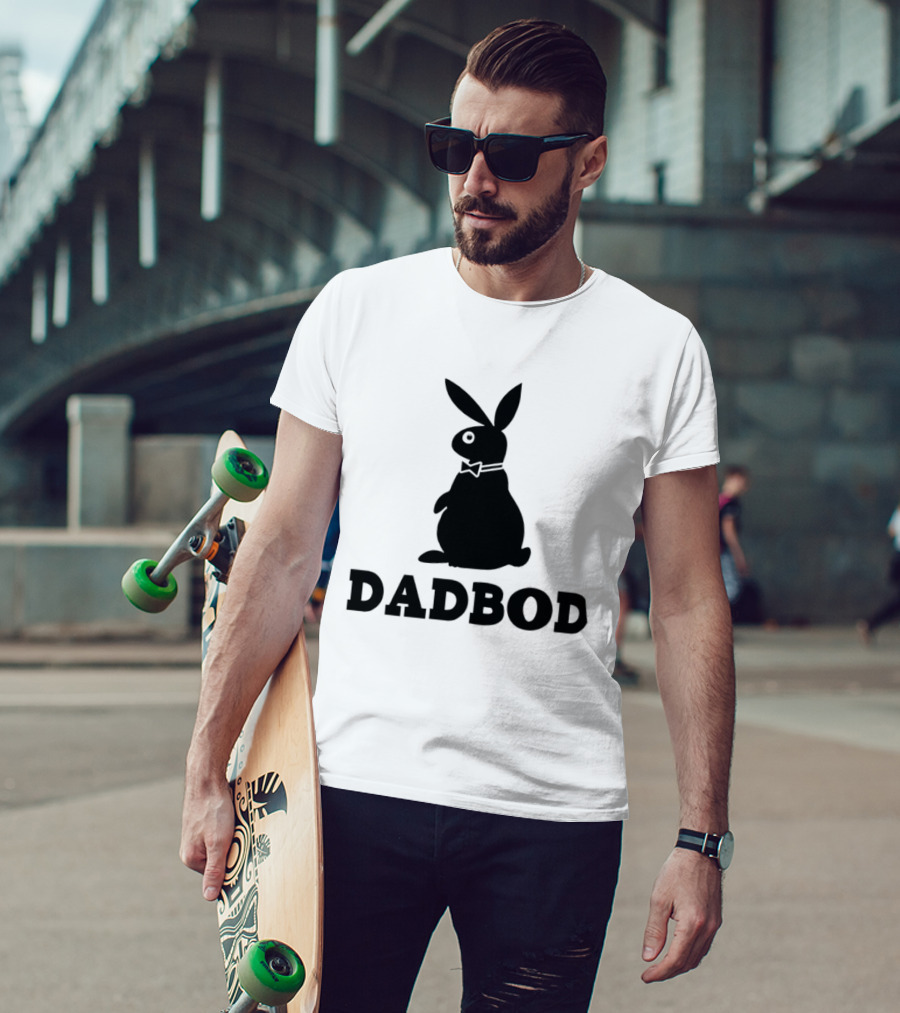 Dadbod Bunny Rabbit Dad Bod Fatherhood Humor Bow Tie T-Shirt
