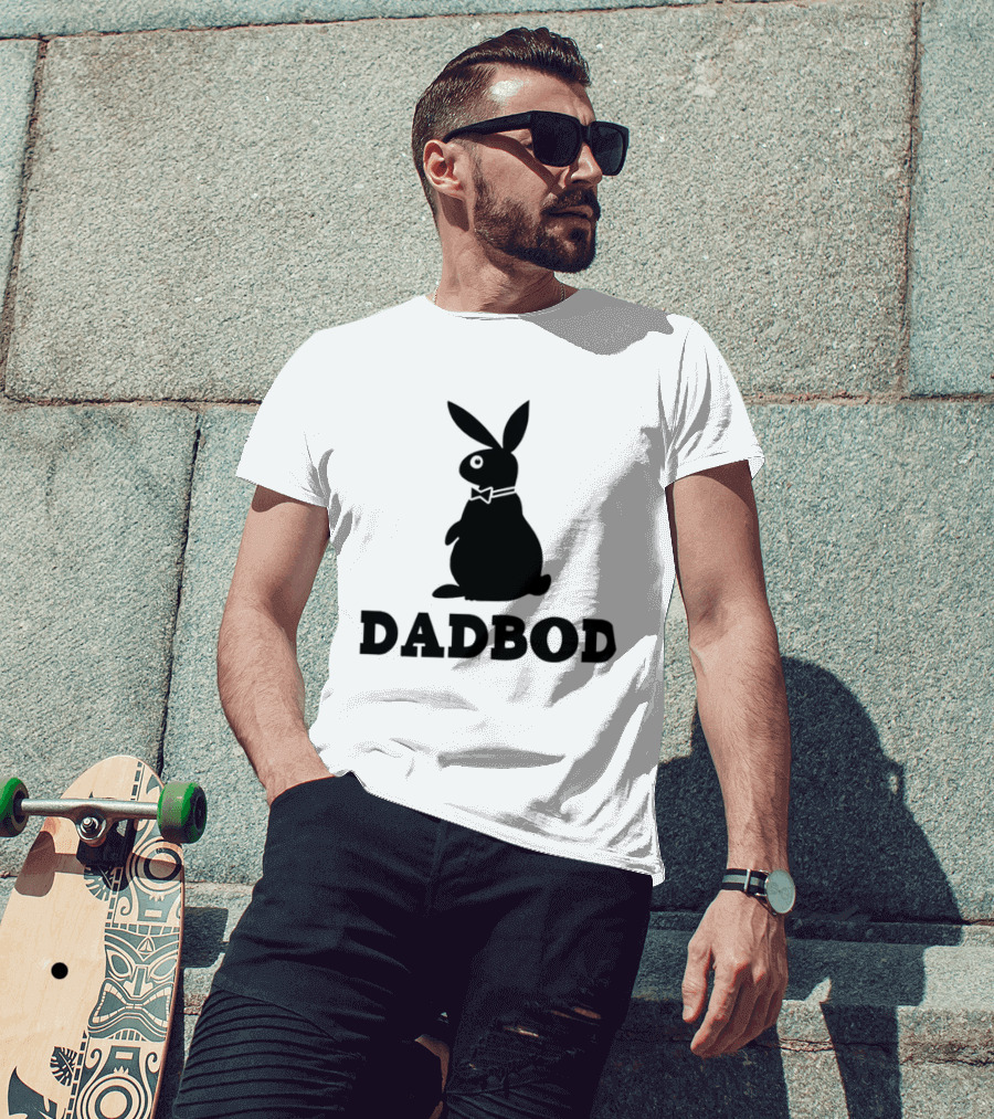 Dadbod Bunny Rabbit Dad Bod Fatherhood Humor Bow Tie T-Shirt