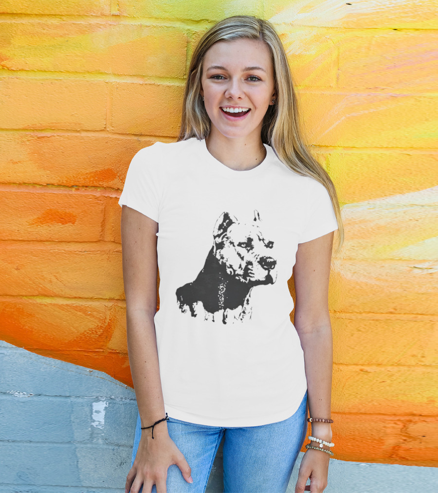 Distressed Pit Bull Dog Face Art For Dog Lovers T-Shirt