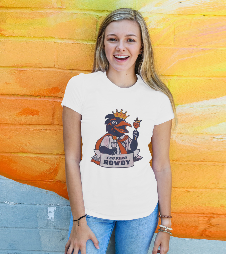 Feo Pero Rowdy Distressed Crow King Feopero With Skewer And Crown T-Shirt