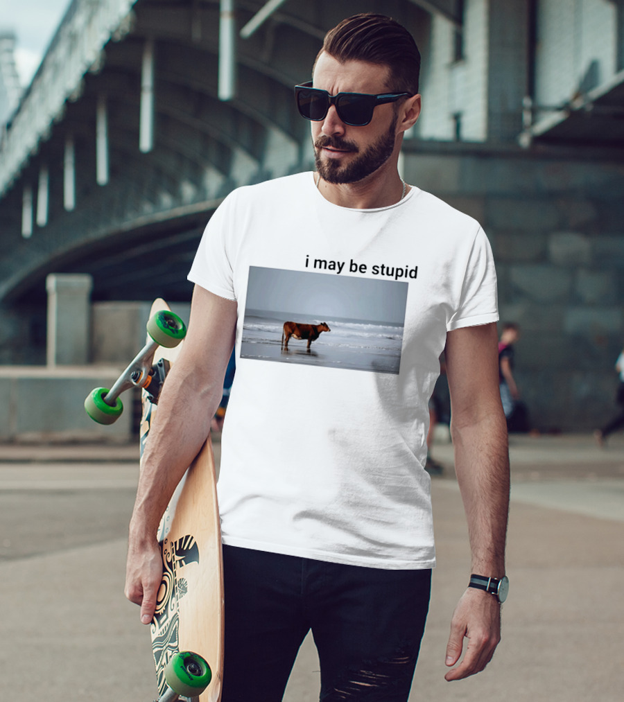 I May Be Stupid Cow At The Beach T-Shirt