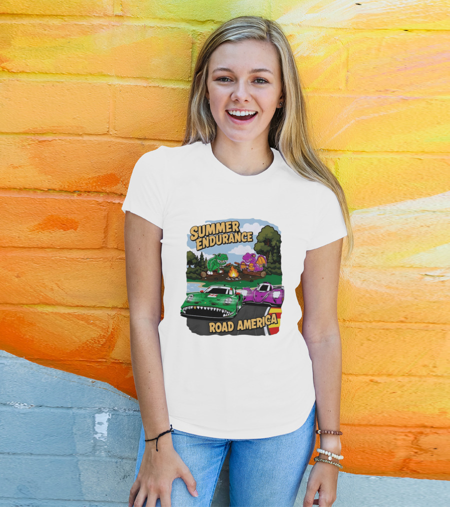 Summer Endurance Road America Racing With Dinosaurs And Dragons T-Shirt