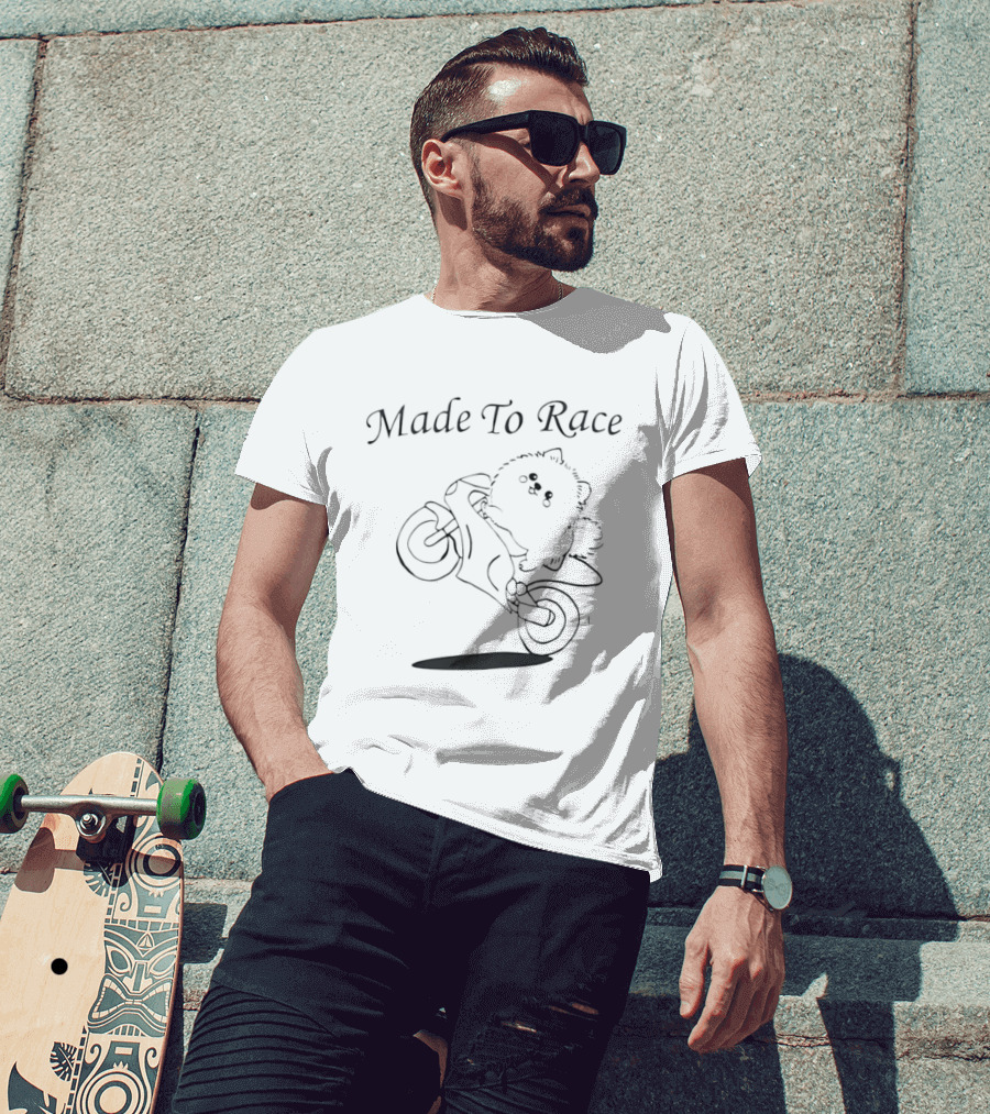 Made To Race Pomeranian Motorcycle Rider Fun T-Shirt