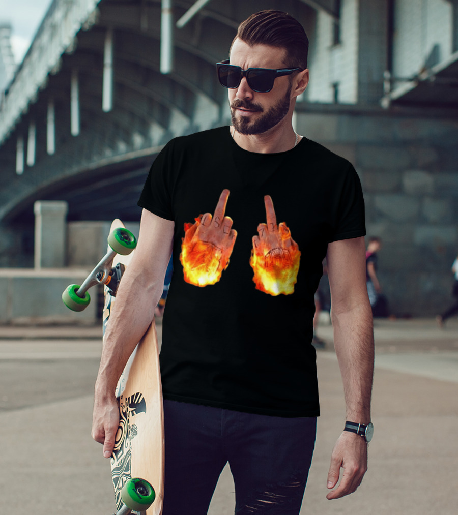 Sid The 3Rd Middle Fingers Flaming Gesture T-Shirt