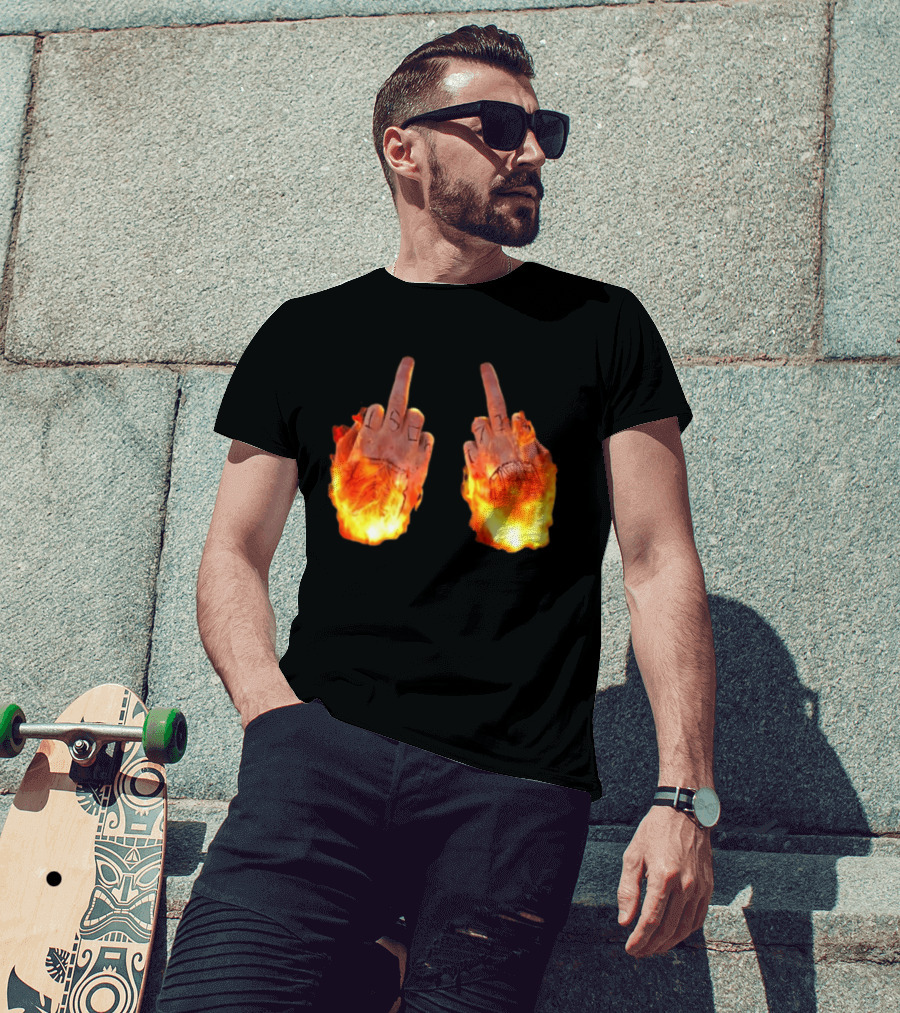 Sid The 3Rd Middle Fingers Flaming Gesture T-Shirt
