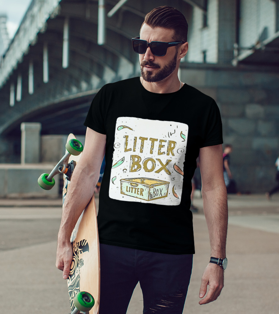 Litter Box Cat Pet Kitten Animal Fun Artwork With Litter Box T-Shirt