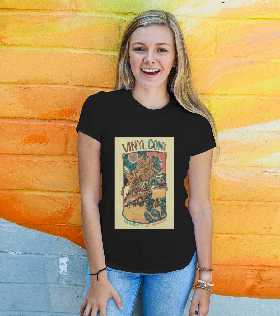 VinylCon Los Angeles August 22 23 2026 California Festival Space Astronaut Turntable T-Shirt