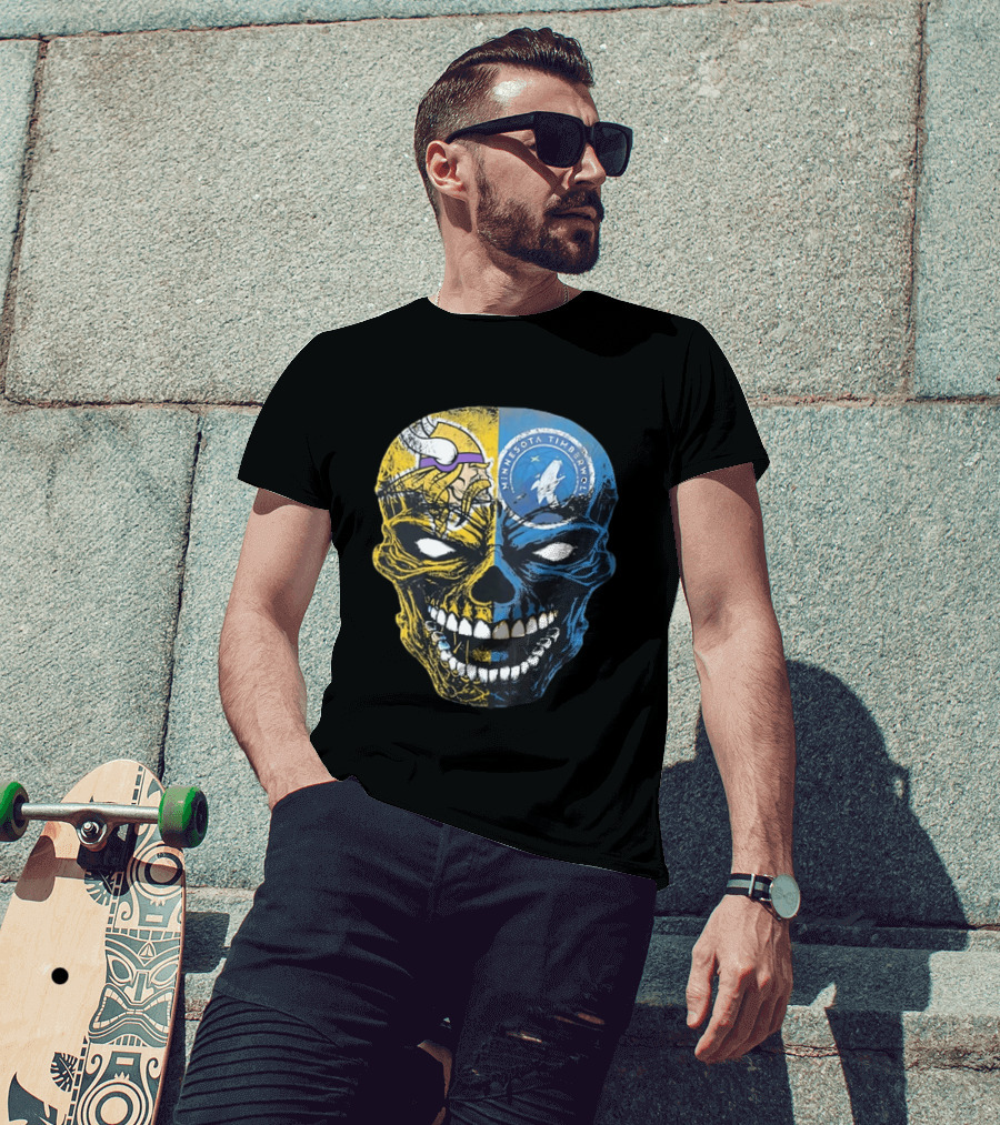 Minnesota Vikings Timberwolves Skull Mashup T-Shirt