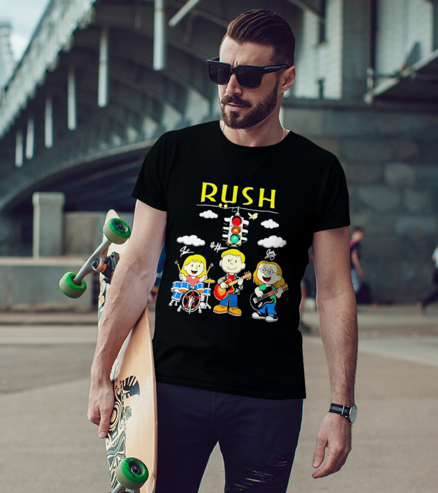 Rush Band Peanuts Parody Neil Peart Cartoon Traffic Light T-Shirt