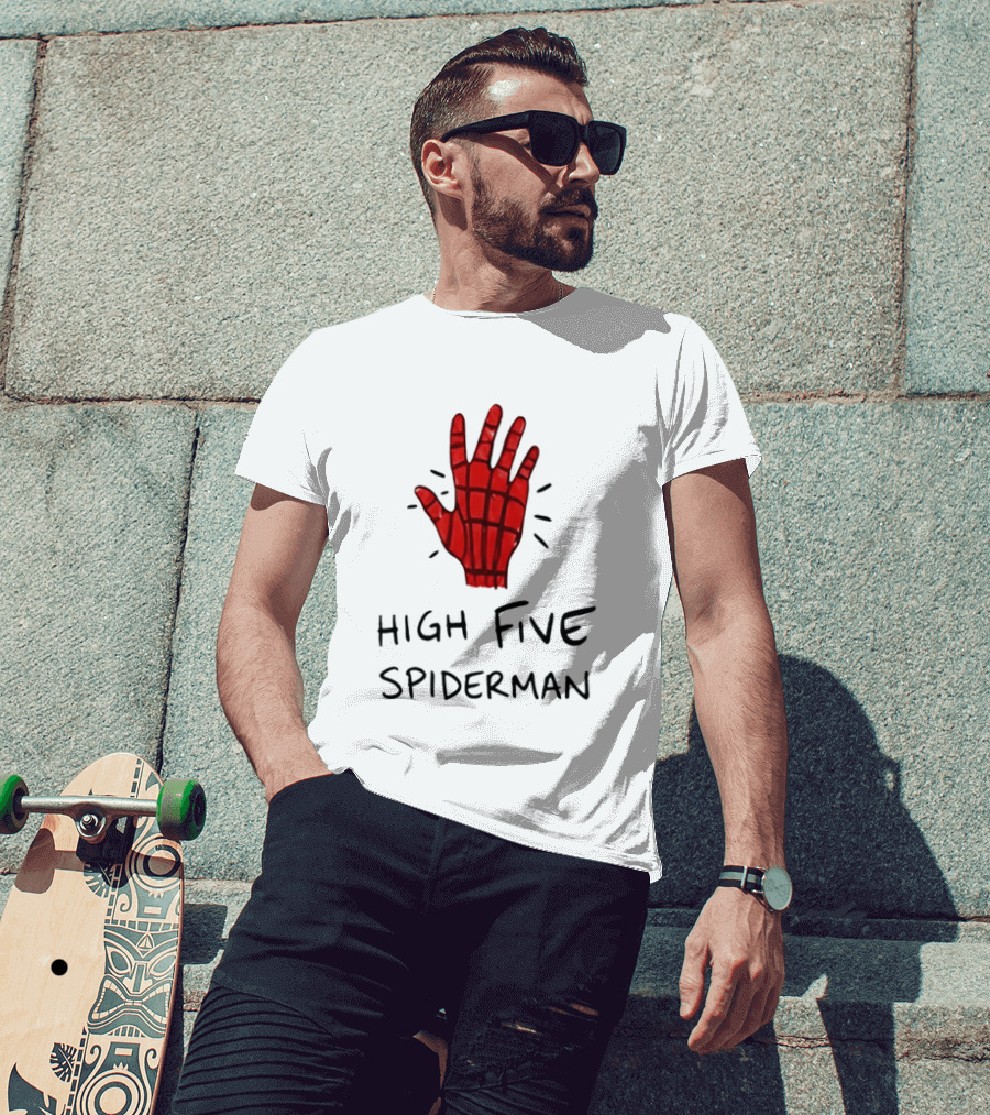 High Five Spiderman Marvel Superhero Comic Book T-Shirt