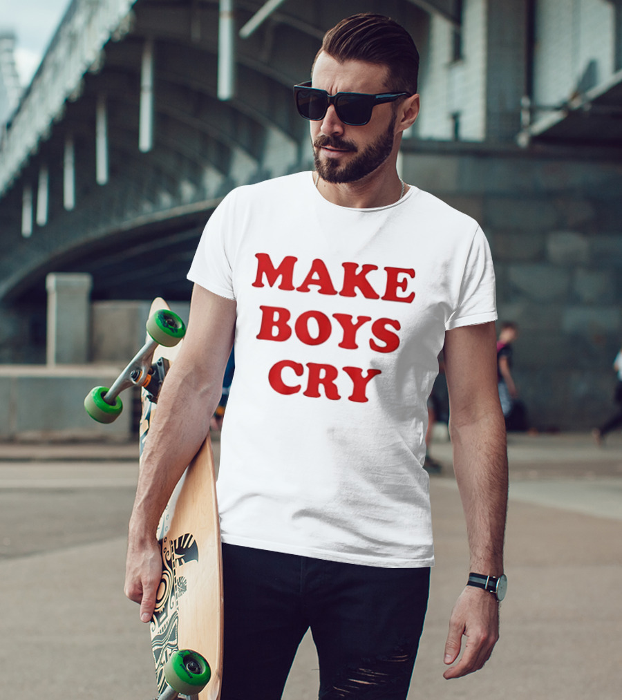Make Boys Cry Aesthetic Y2K Trendy Red T-Shirt