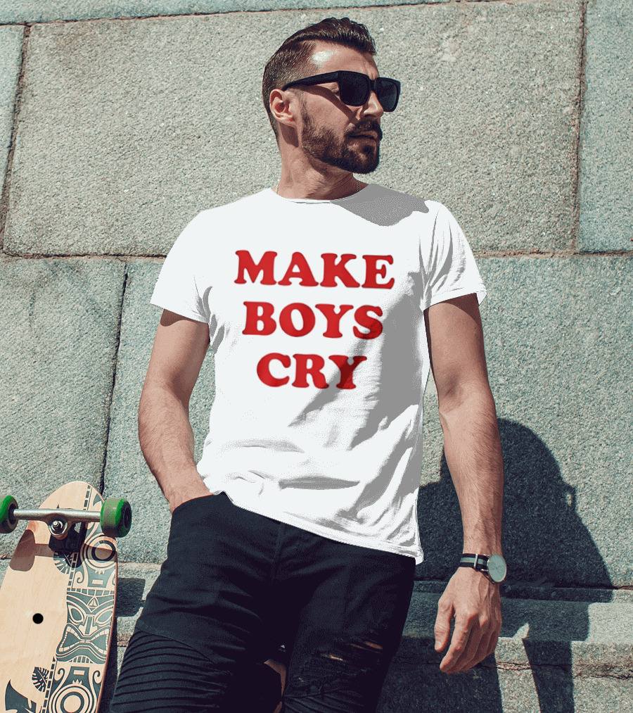 Make Boys Cry Aesthetic Y2K Trendy Red T-Shirt