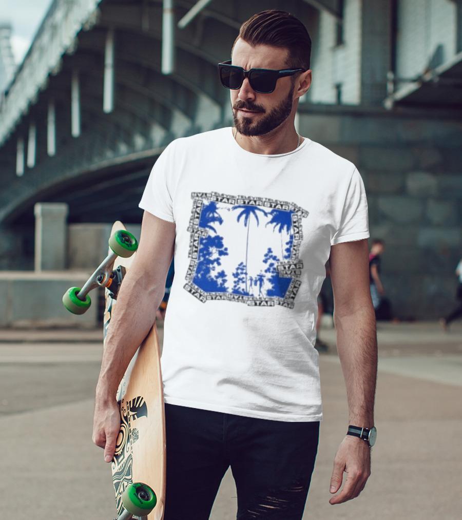 Televisi Star Catalog Store Paradise Blue White Palms T-Shirt