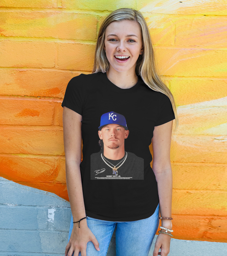 Bobby Witt Jr Kansas City Royals MLB Player Portrait Featuring KC Cap And Signature T-Shirt