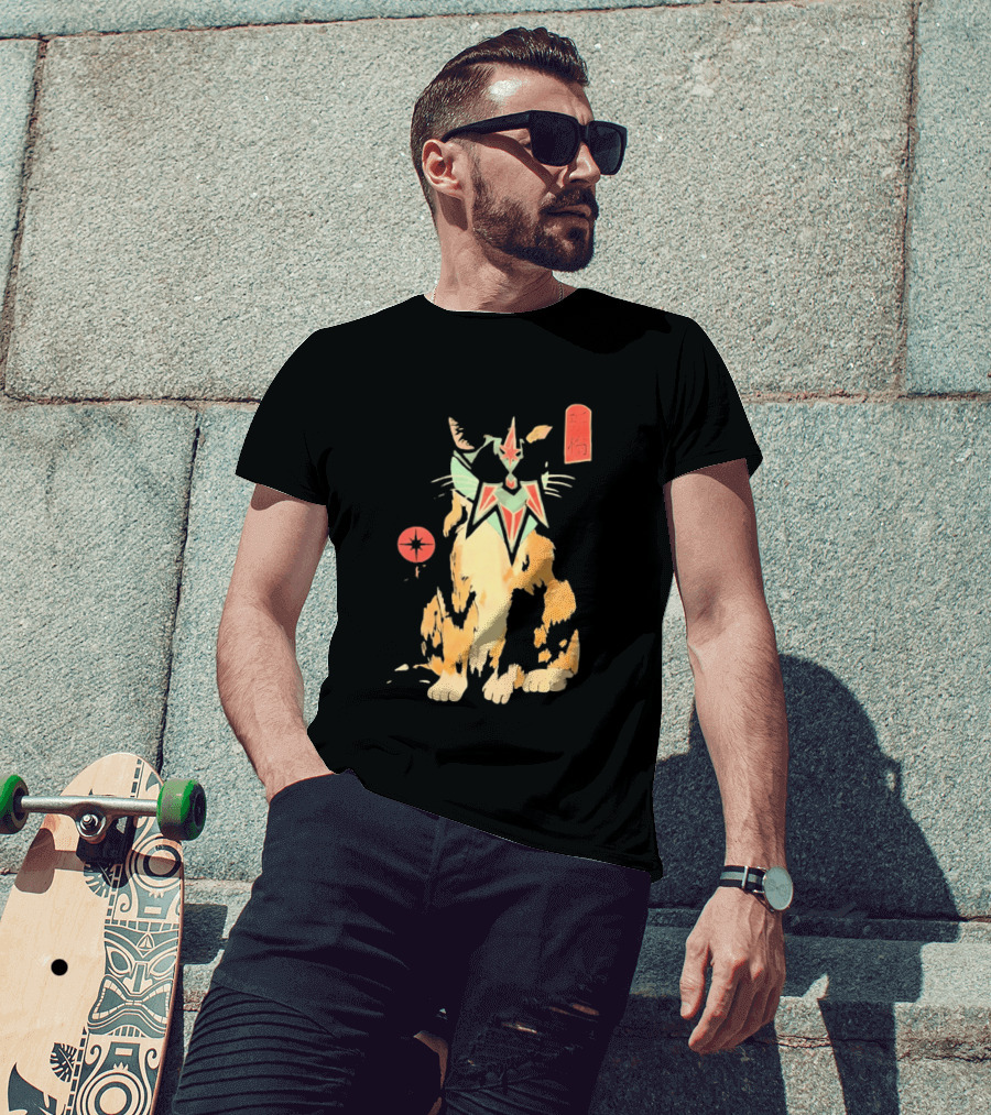 Shimbashi Masked Calico Cat Eastern Symbol And Star T-Shirt